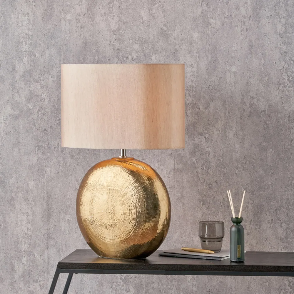 Alpha Textured Ceramic Table Lamp - Gold