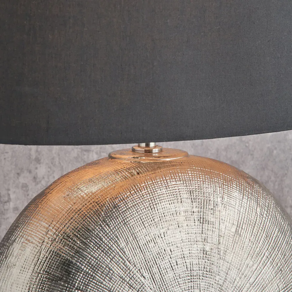 Alpha Textured Ceramic Table Lamp - Silver