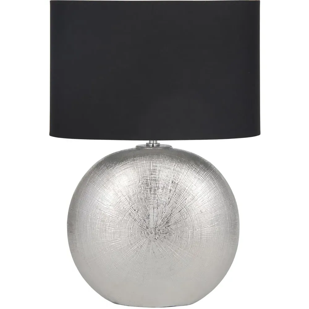 Alpha Textured Ceramic Table Lamp - Silver