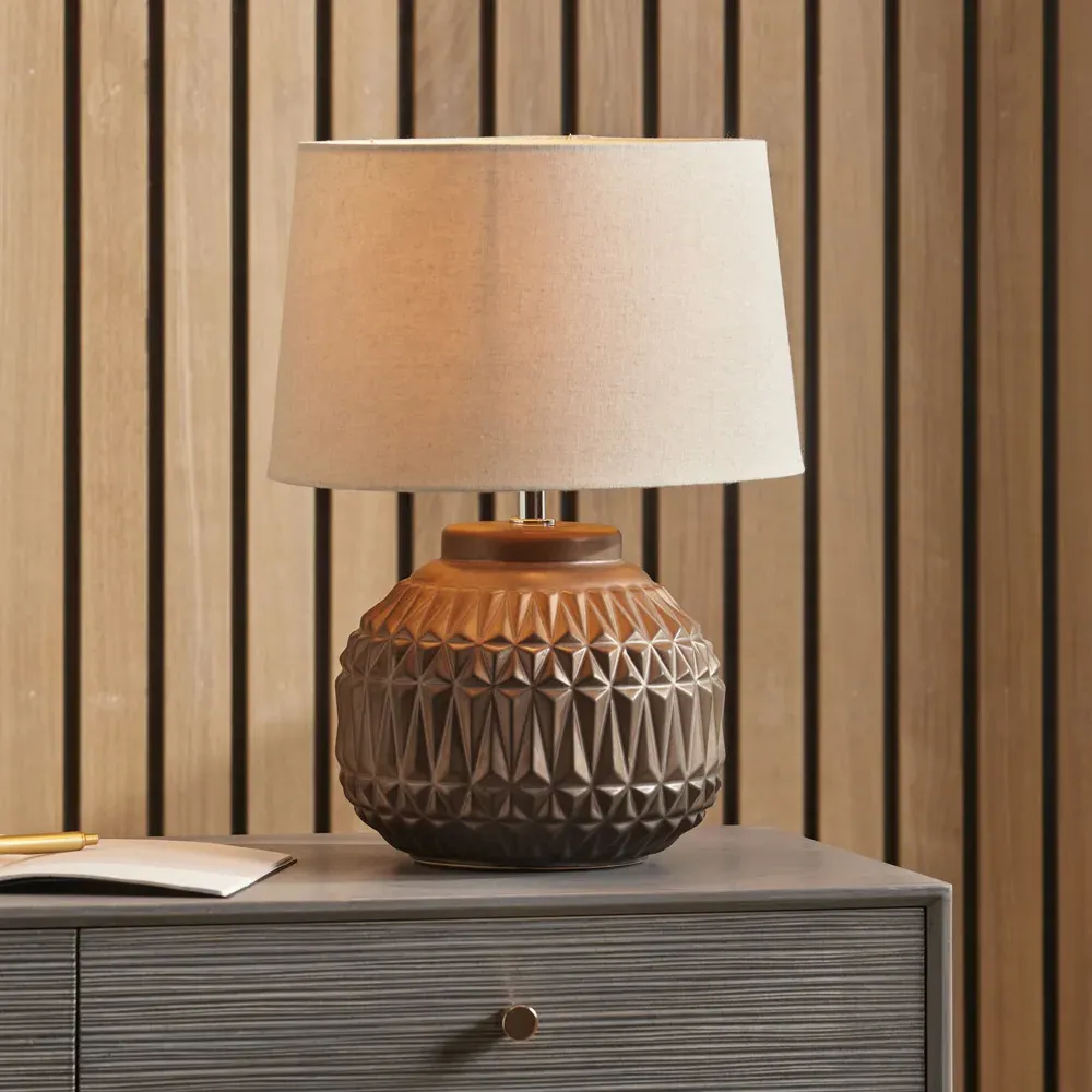 Anneli Aztec Texture Ceramic Table Lamp - Gold