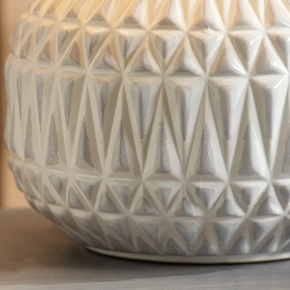 Anneli Aztec Texture Ceramic Table Lamp - White