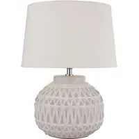 Anneli Aztec Texture Ceramic Table Lamp - White