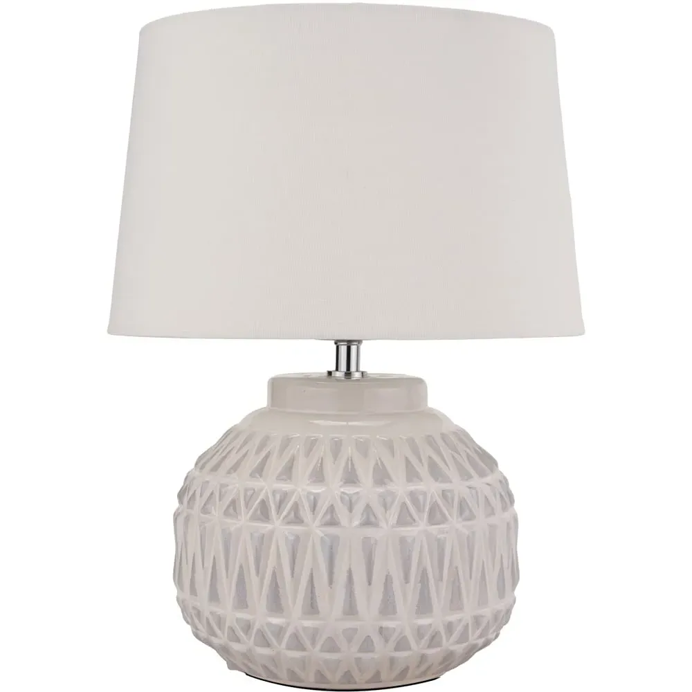 Anneli Aztec Texture Ceramic Table Lamp - White