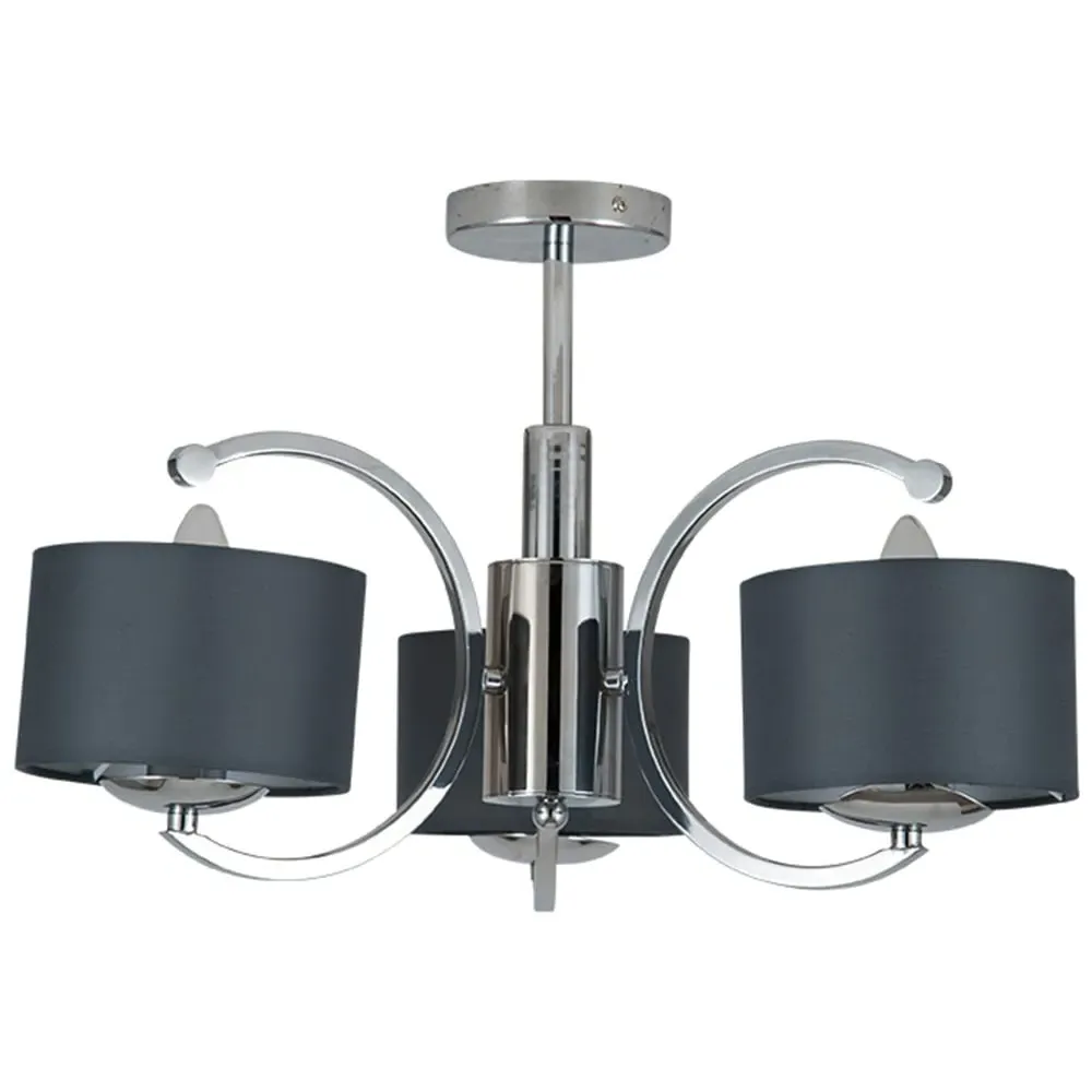 Arcadia 3 Arm Curved Semi Flush Pendant Light - Silver image