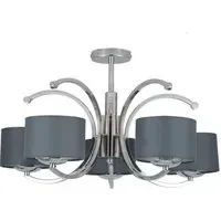 Arcadia 5 Arm Curved Semi Flush Pendant Light - Silver