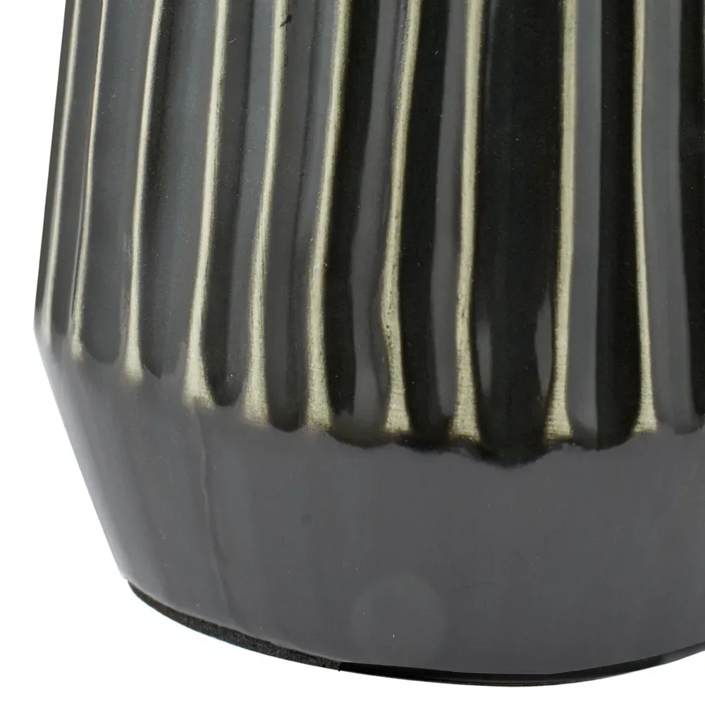 Artemis Tall Ceramic Table Lamp - Grey, Brushed Silver