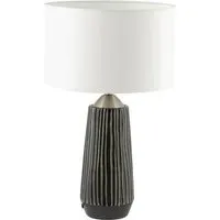 Artemis Tall Ceramic Table Lamp - Grey, Brushed Silver