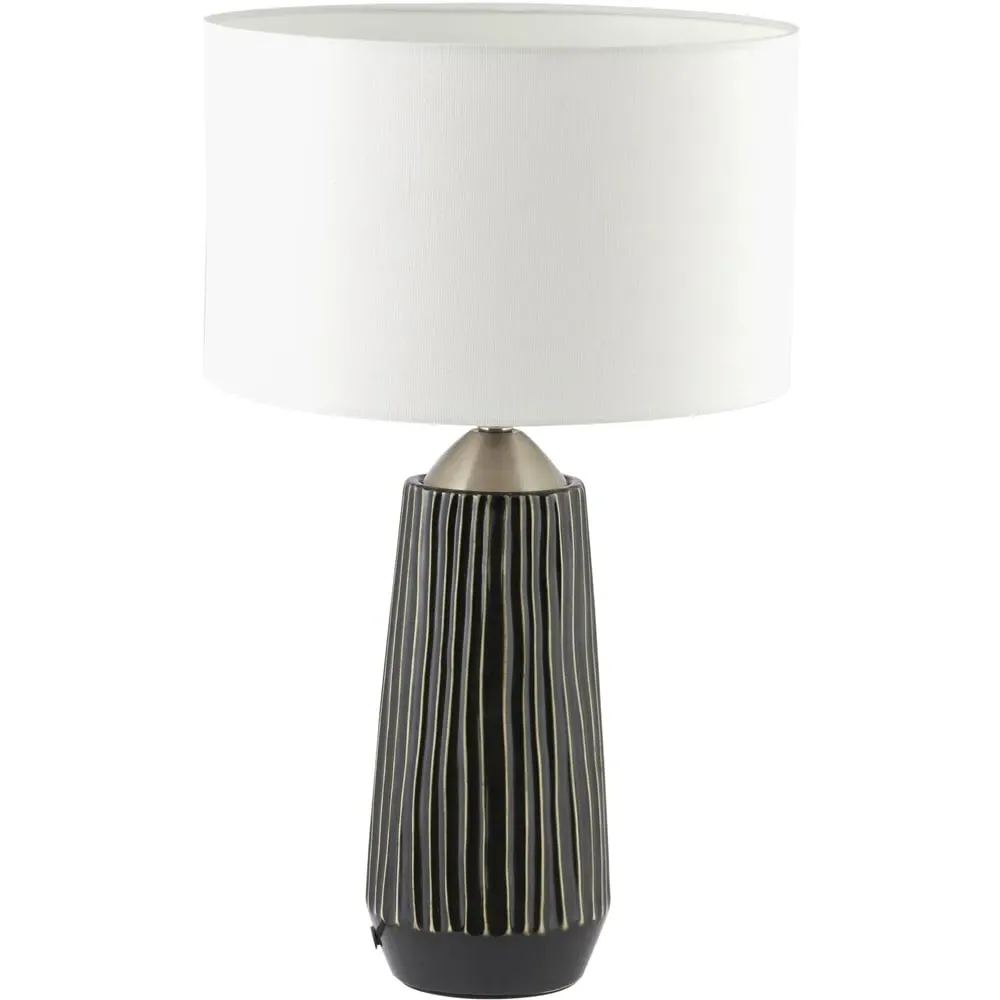 Artemis Tall Ceramic Table Lamp - Grey, Brushed Silver