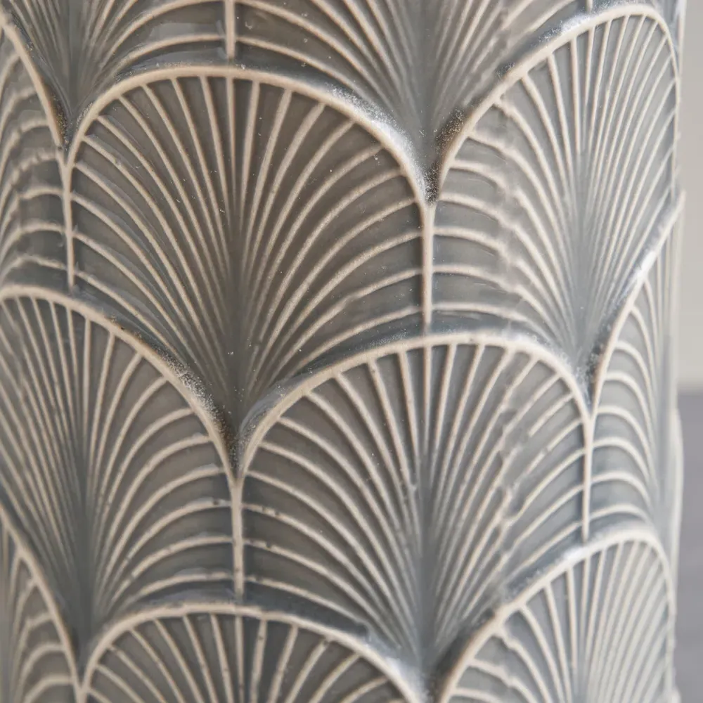 Bethan Embossed Ceramic Table Lamp - Grey