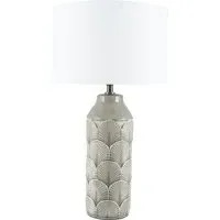 Bethan Embossed Ceramic Table Lamp - Grey