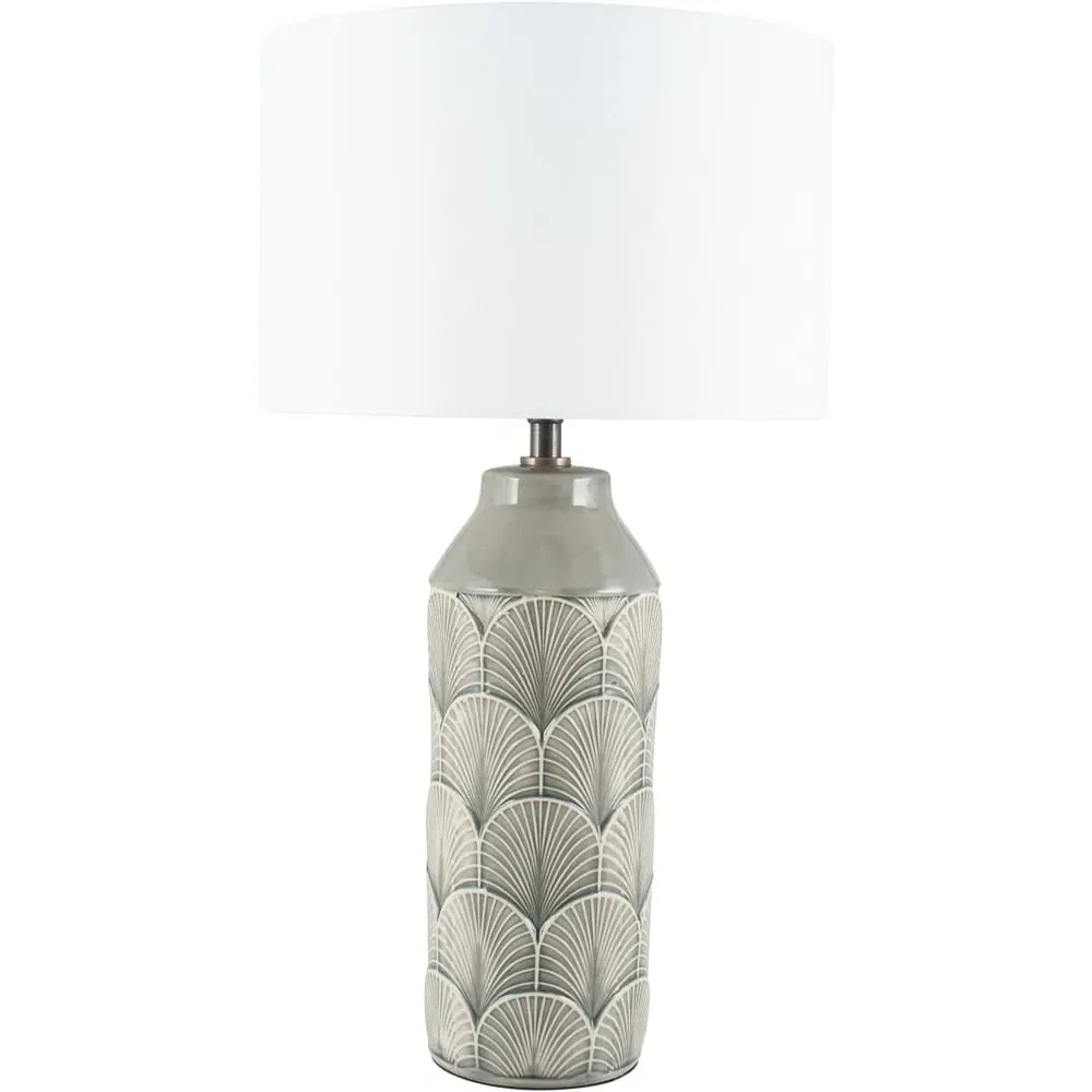 Bethan Embossed Ceramic Table Lamp - Grey image