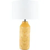 Bethan Embossed Ceramic Table Lamp - Mustard