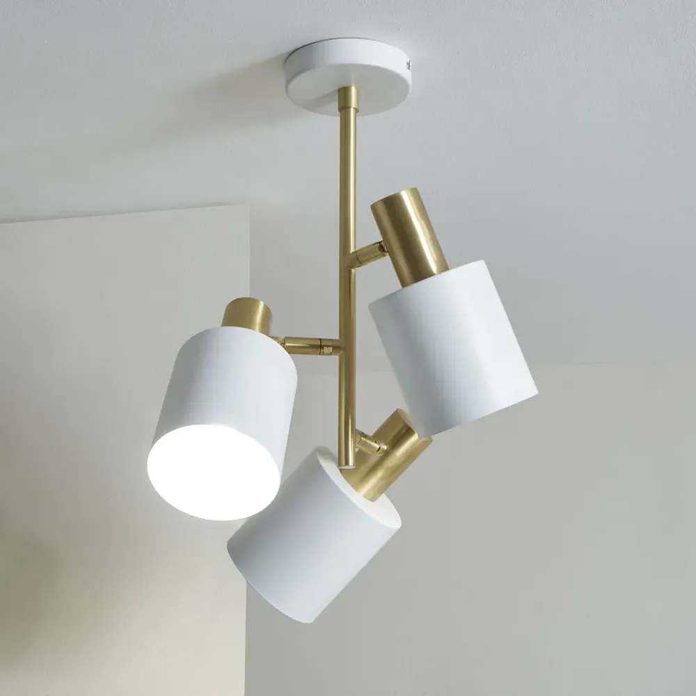 Biba 3 Light Pendant Light - White, Brass