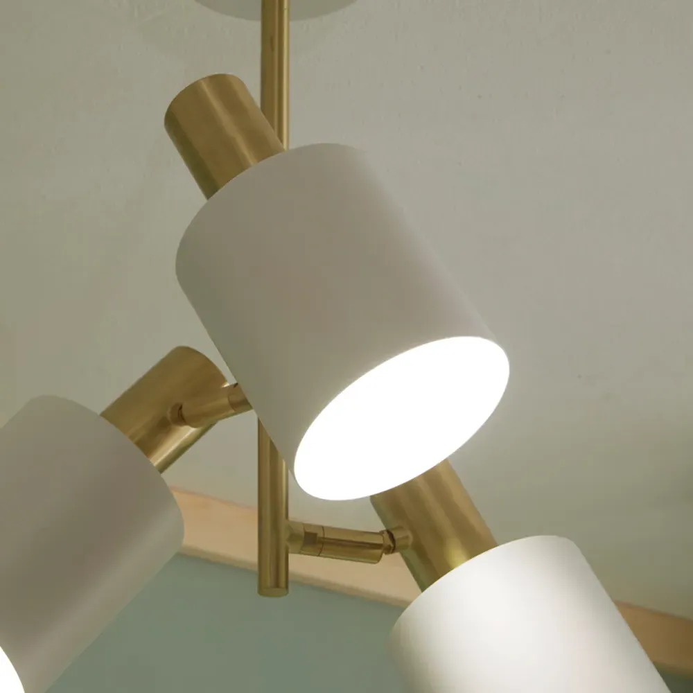 Biba 3 Light Pendant Light - White, Brass