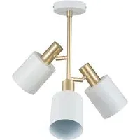 Biba 3 Light Pendant Light - White, Brass