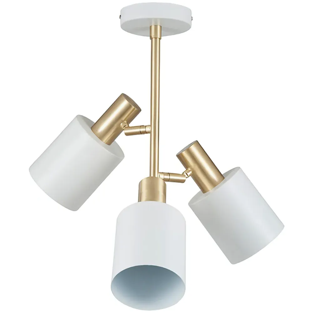 Biba 3 Light Pendant Light - White, Brass image