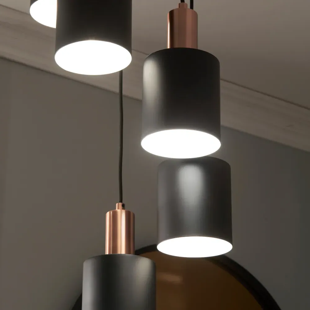 Biba 5 Drop Pendant Light - Black, Metal