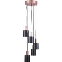Biba 5 Drop Pendant Light - Black, Metal