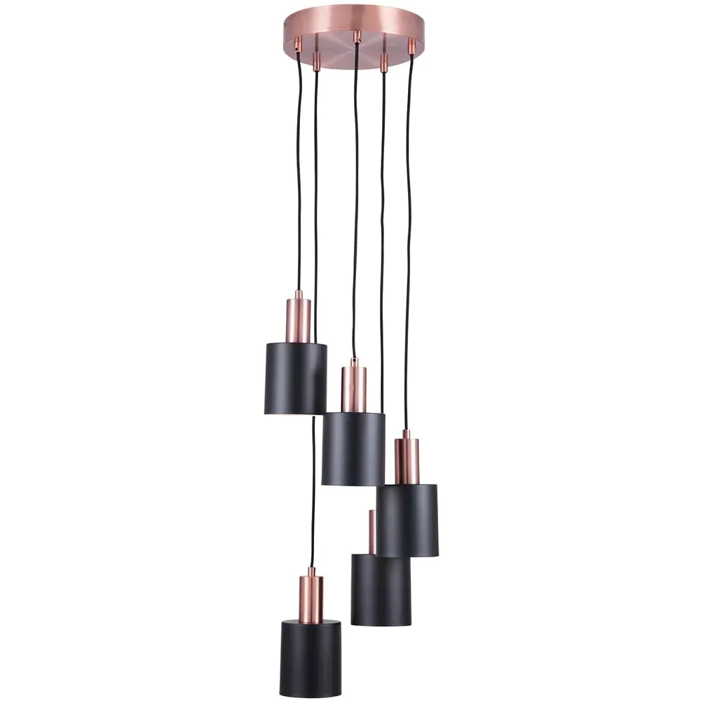 Biba 5 Drop Pendant Light - Black, Metal image