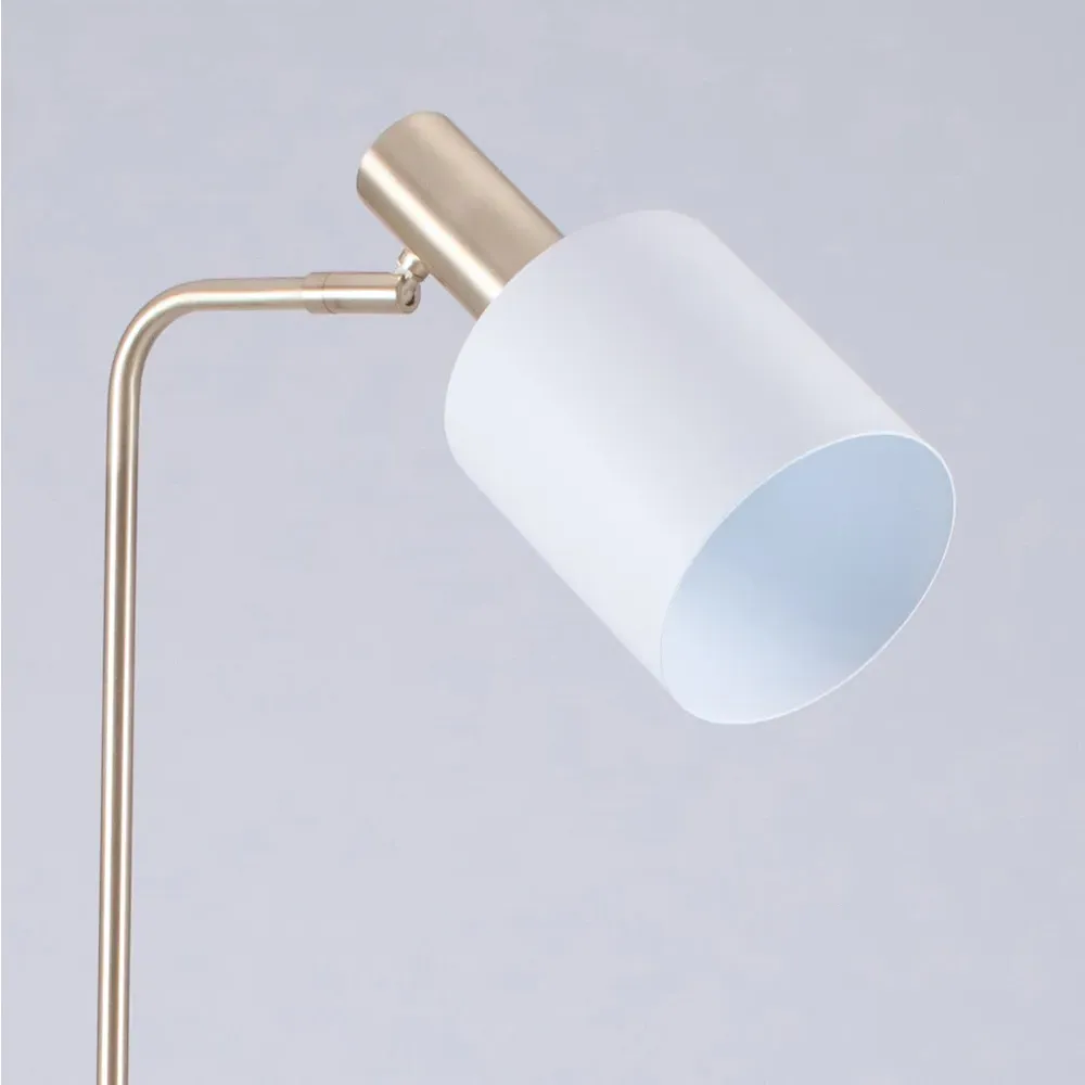 Biba Floor Lamp with Moveable Head - White, Marble