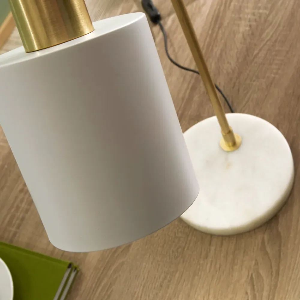 Biba Table Lamp with Moveable Head - White, Marble