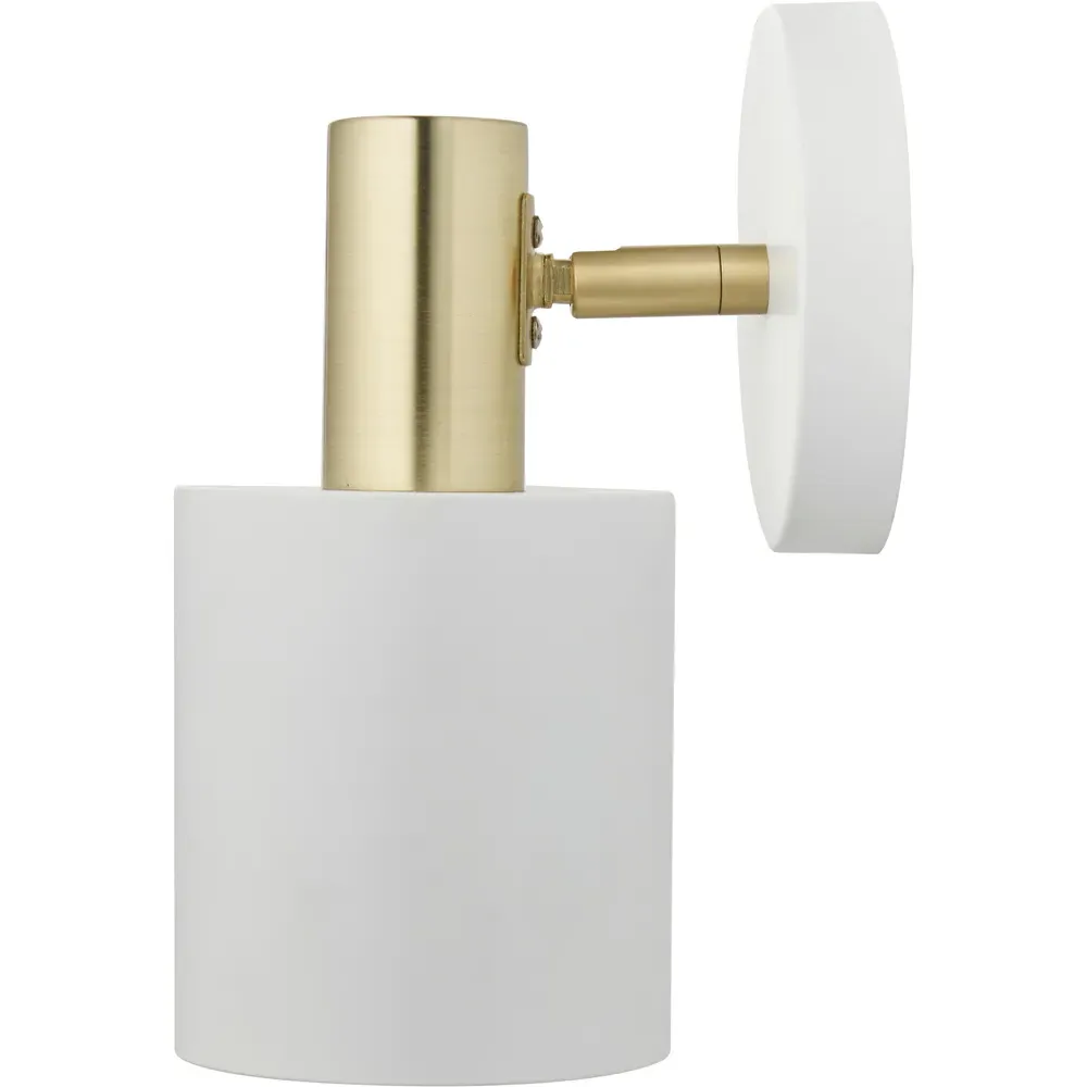 Biba Wall Light with Moveable Shade - White, Gold Metal