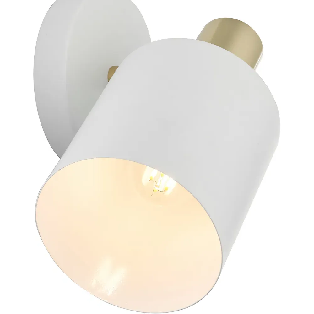Biba Wall Light with Moveable Shade - White, Gold Metal