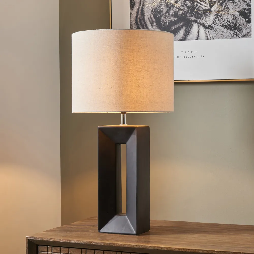 Block Tall Table Lamp - Black, Ceramic