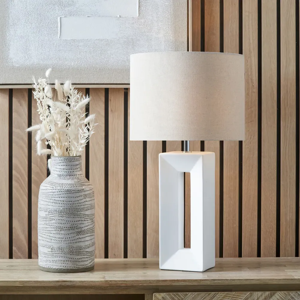 Block Tall Table Lamp - White, Ceramic