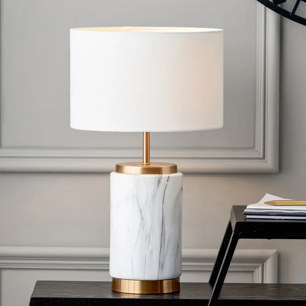 Carrara Table Lamp - White, Ceramic