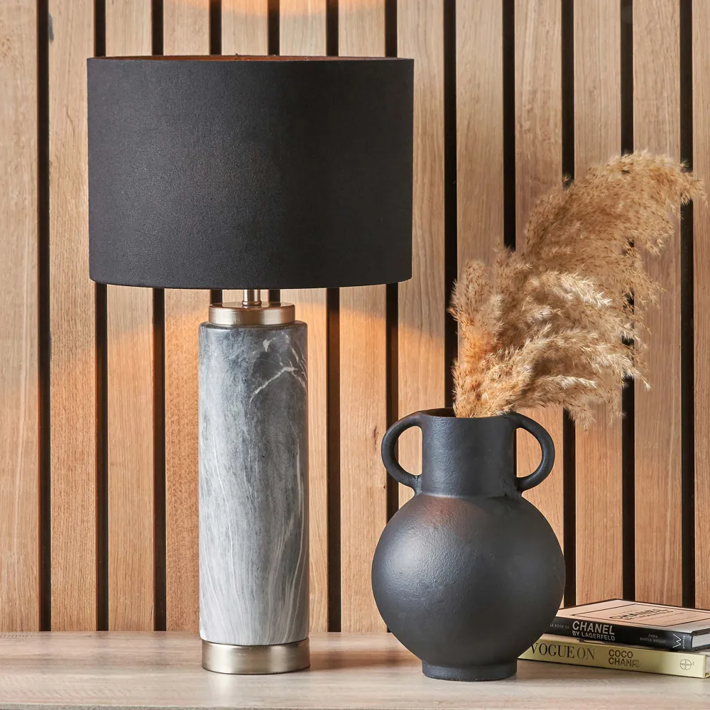 Carrara Tall Table Lamp - Grey, Ceramic