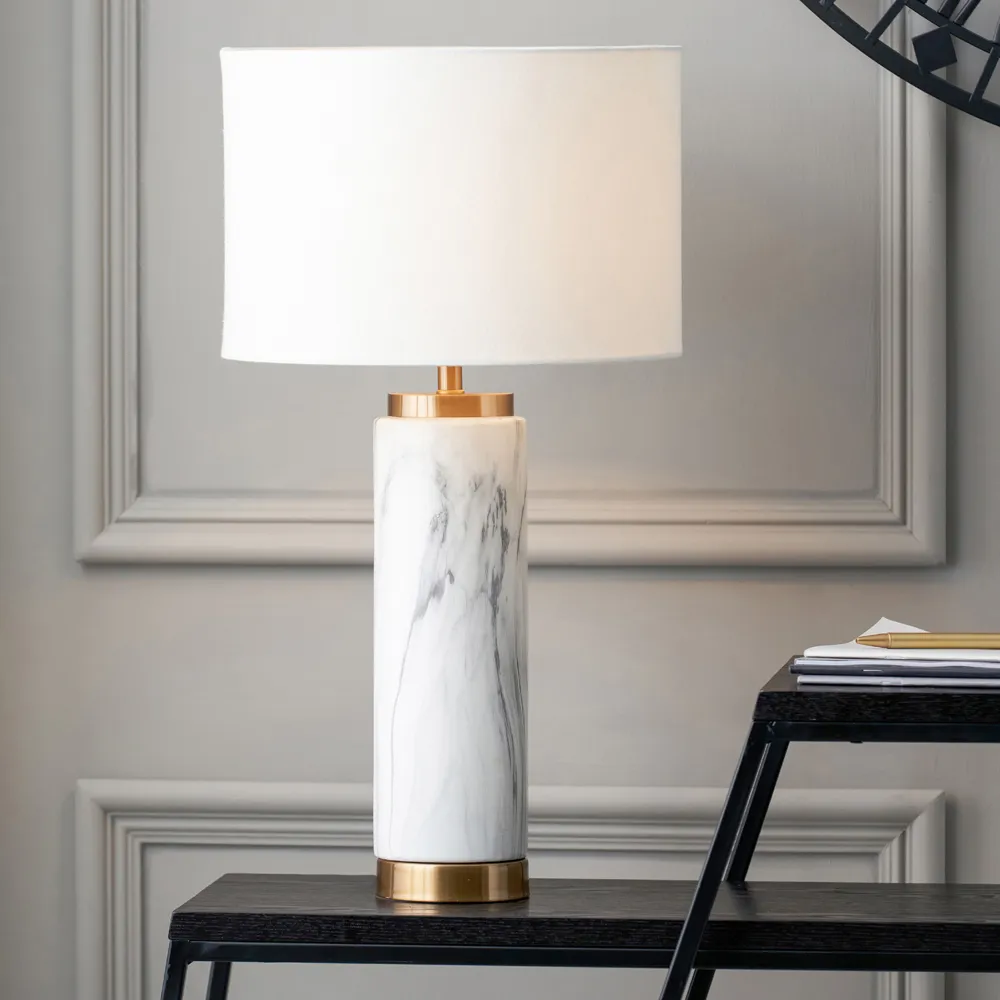 Carrara Tall Table Lamp - White, Ceramic