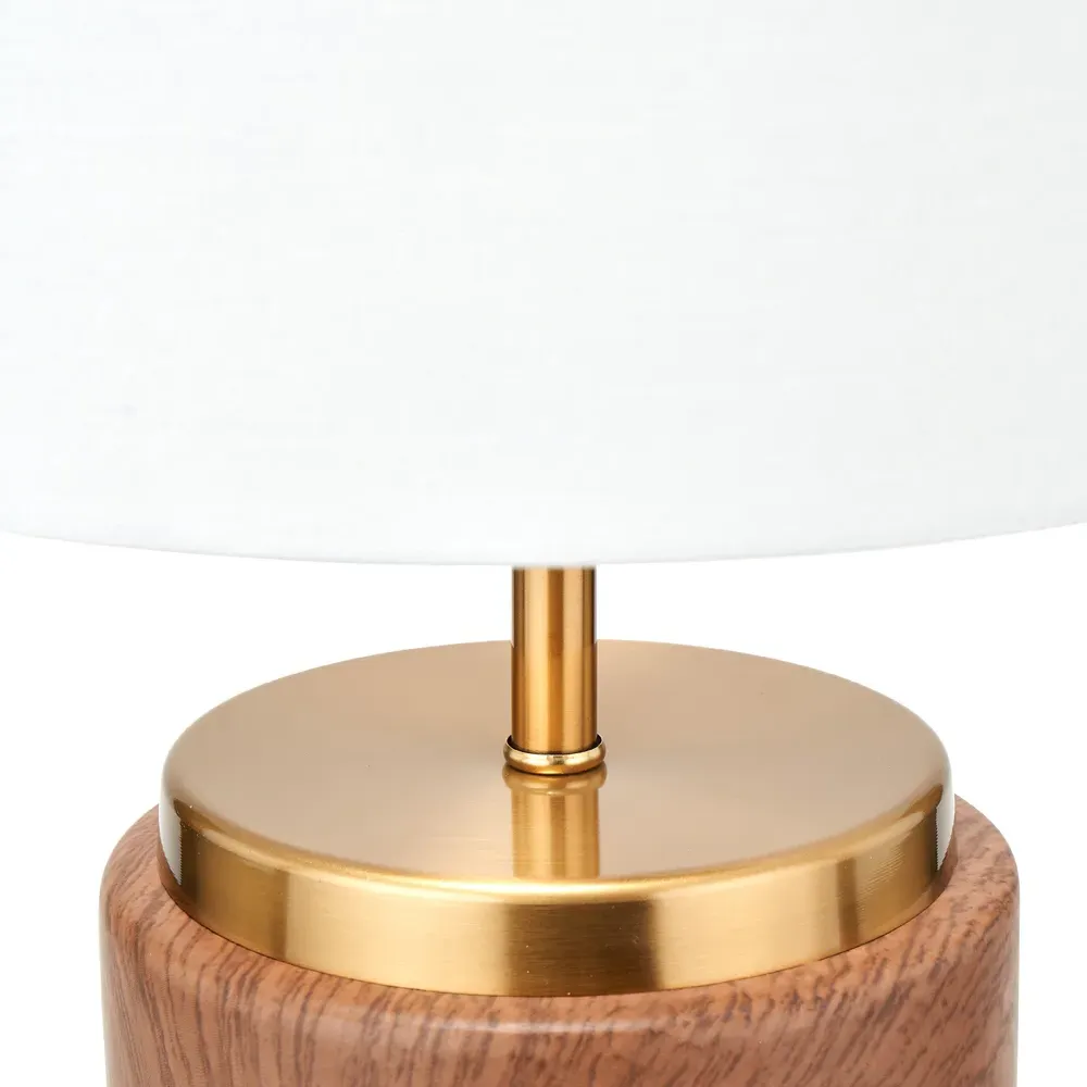 Carrara Wood Effect Ceramic Table Lamp - Brown