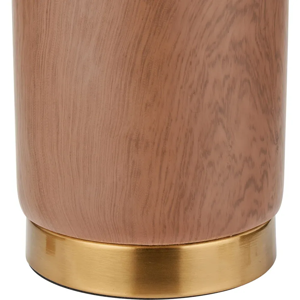Carrara Wood Effect Ceramic Table Lamp - Brown