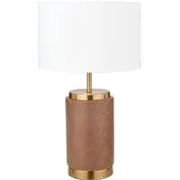 Carrara Wood Effect Ceramic Table Lamp - Brown