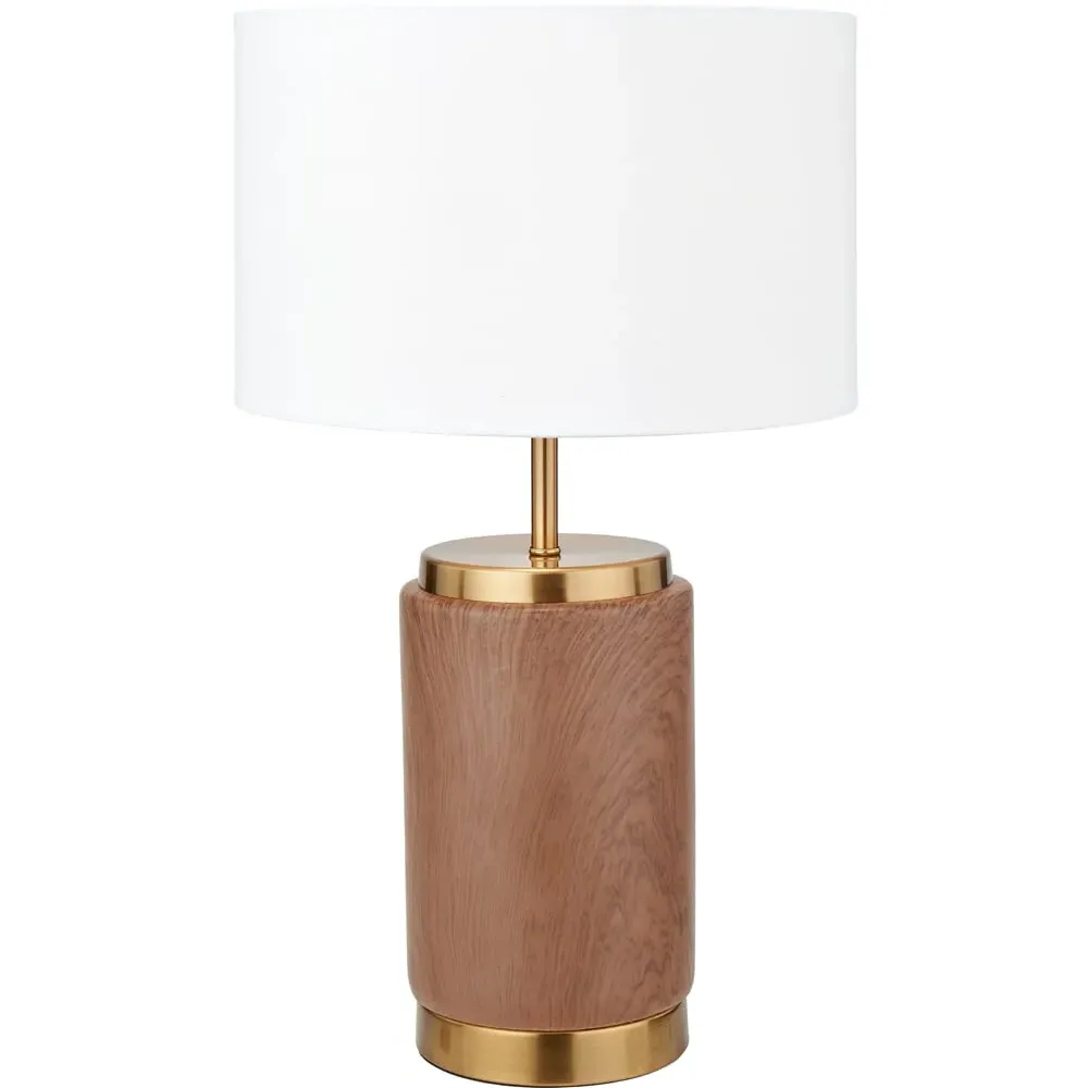Carrara Wood Effect Ceramic Table Lamp - Brown