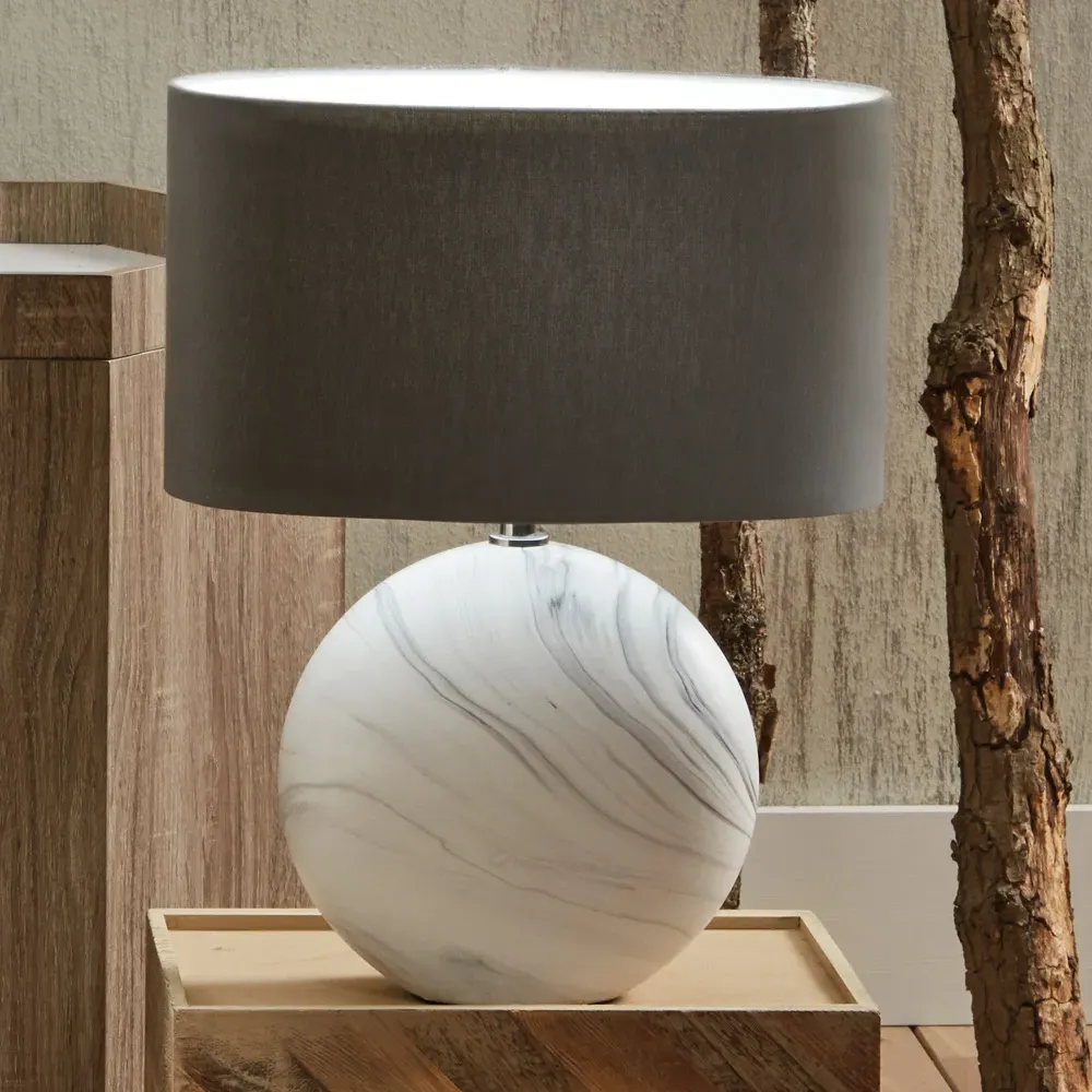 Crestola Large Disc Table Lamp - White, Ceramic