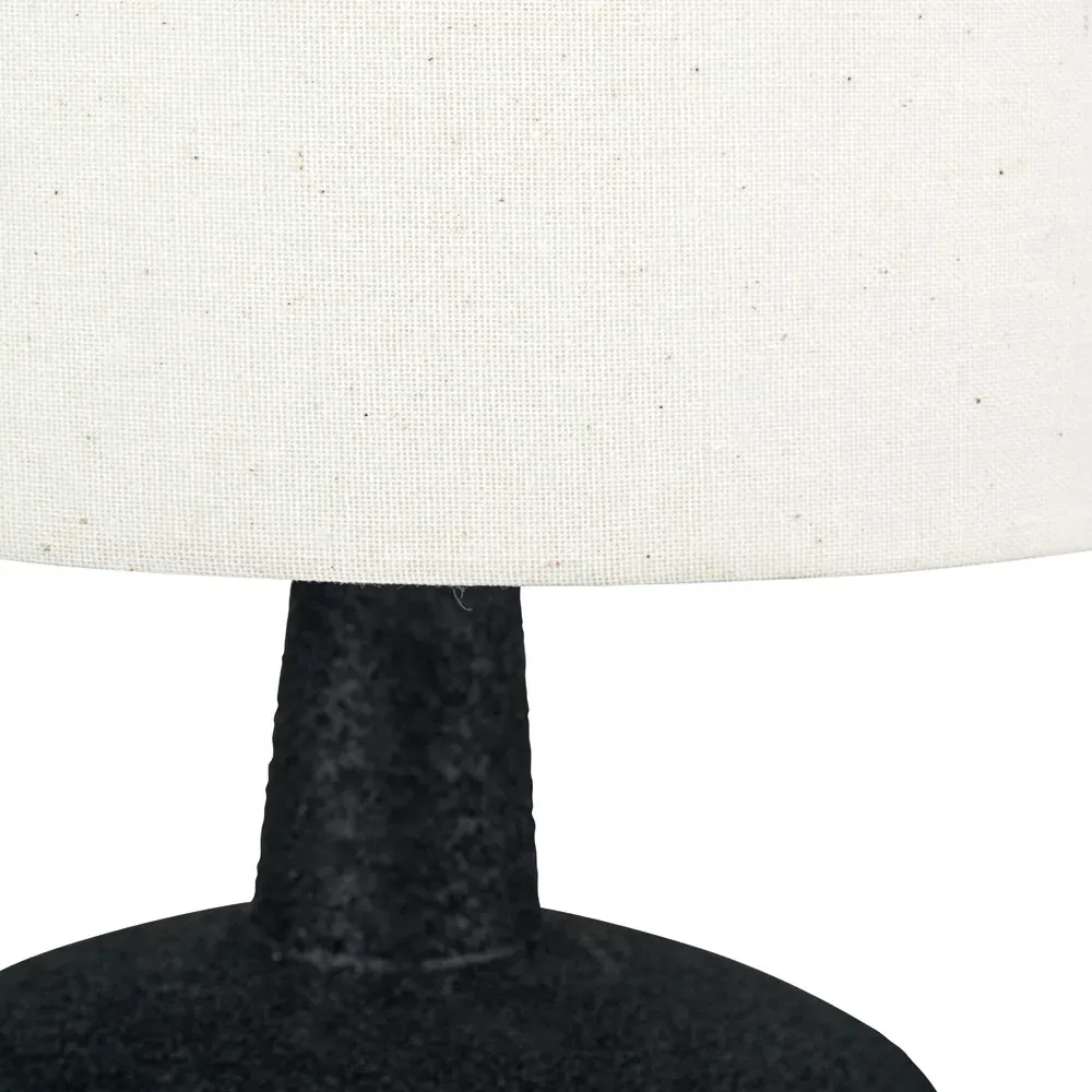 Elio Textured Ceramic Table Lamp - Black, Wood Effect