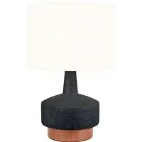 Elio Textured Ceramic Table Lamp - Black, Wood Effect