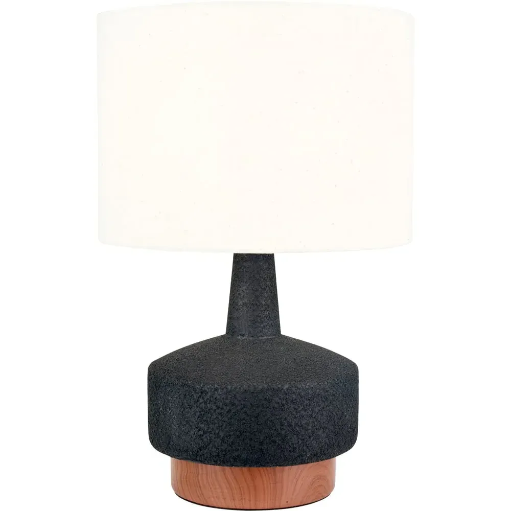 Elio Textured Ceramic Table Lamp - Black, Wood Effect image