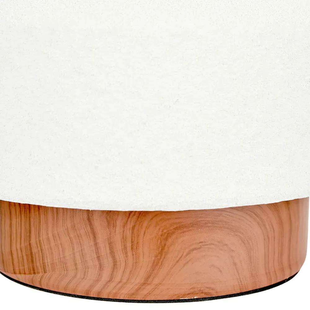 Elio Textured Ceramic Table Lamp - White, Wood Effect