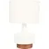 Elio Textured Ceramic Table Lamp - White, Wood Effect