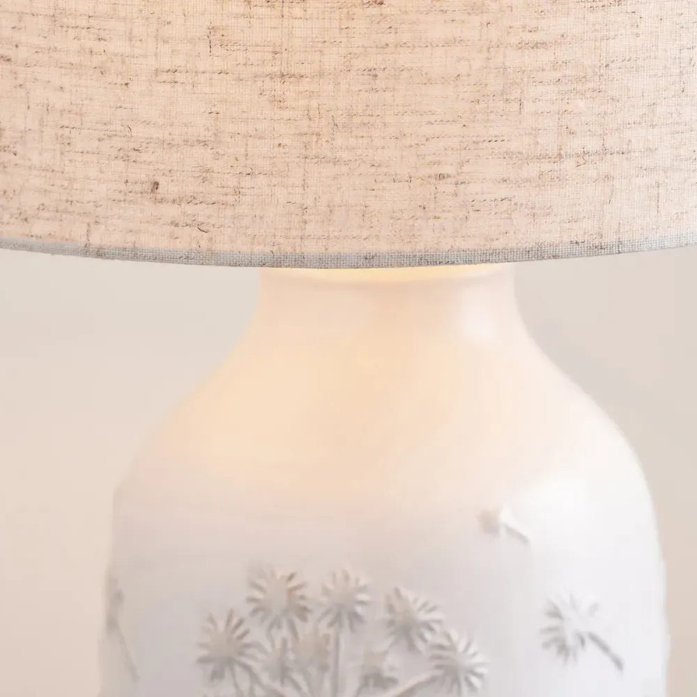 Flora Floral Ceramic Table Lamp - White