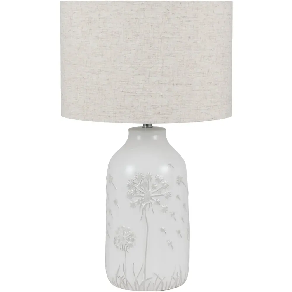Flora Floral Ceramic Table Lamp - White