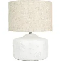 Flora Small Floral Ceramic Table Lamp - White