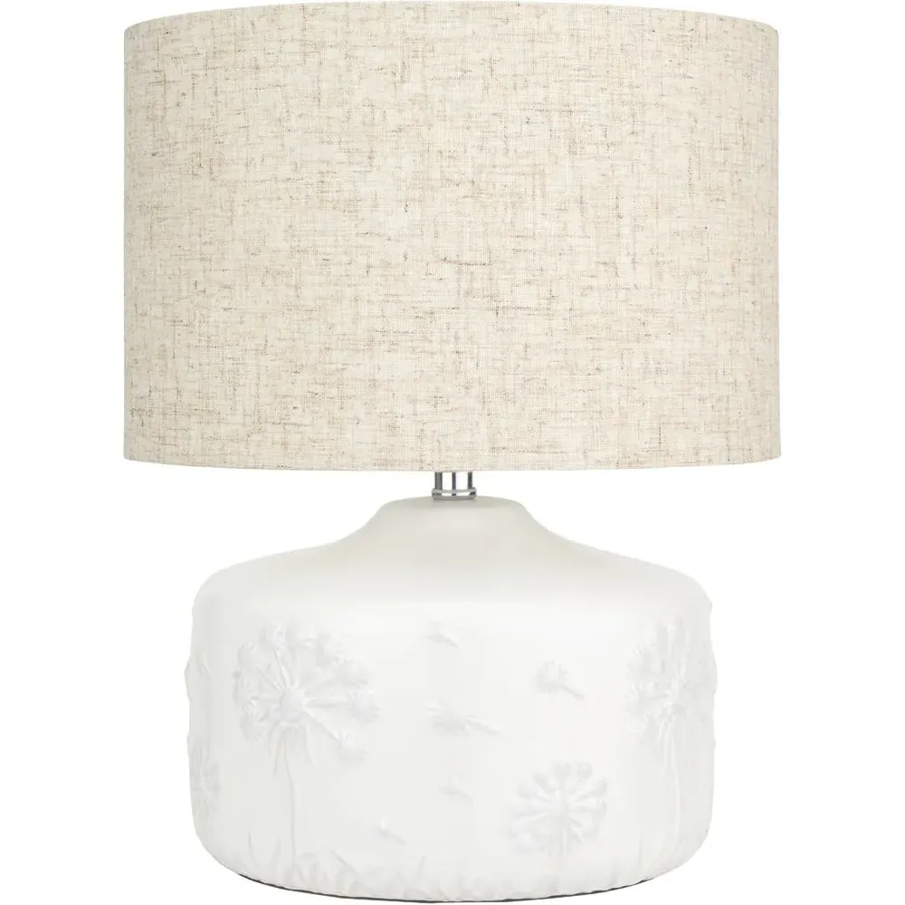 Flora Small Floral Ceramic Table Lamp - White image