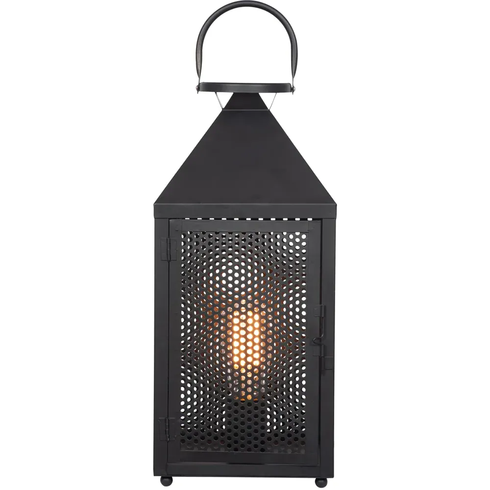 Folkstone Punched Lantern Table Lamp - Black, Metal