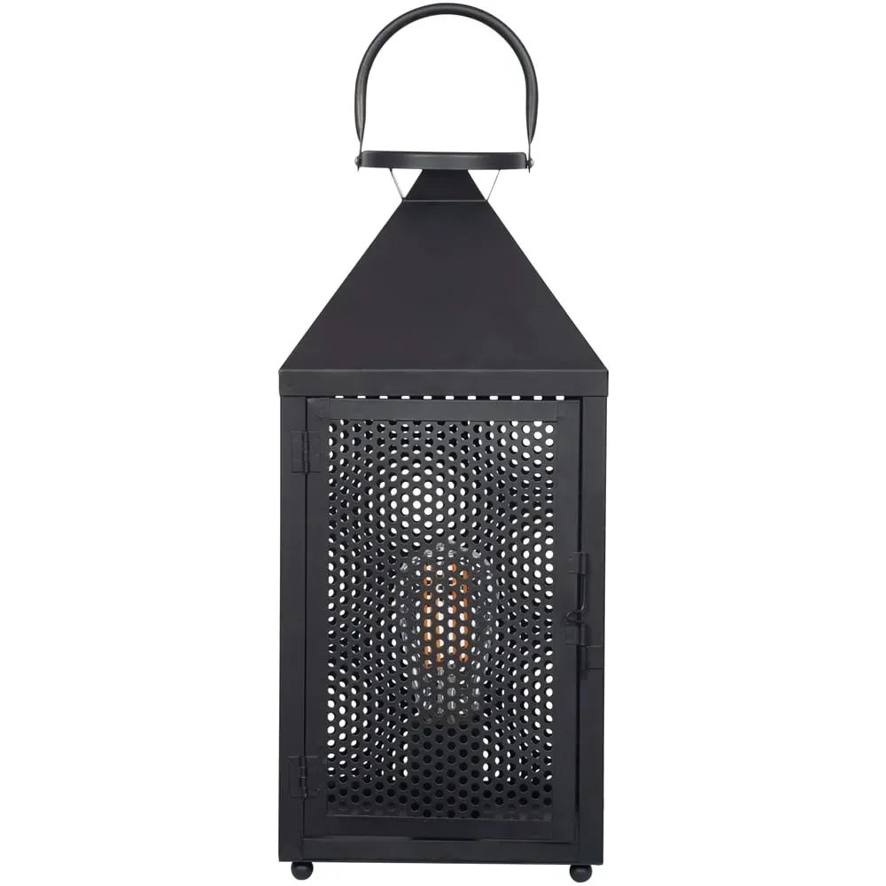 Folkstone Punched Lantern Table Lamp - Black, Metal image