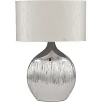 Gemini Etched Ceramic Table Lamp - Silver