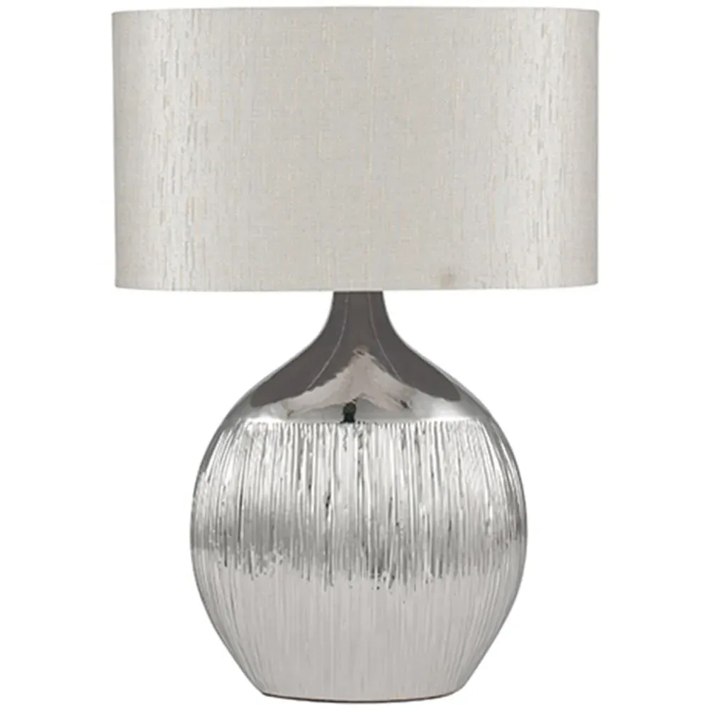 Gemini Etched Ceramic Table Lamp - Silver